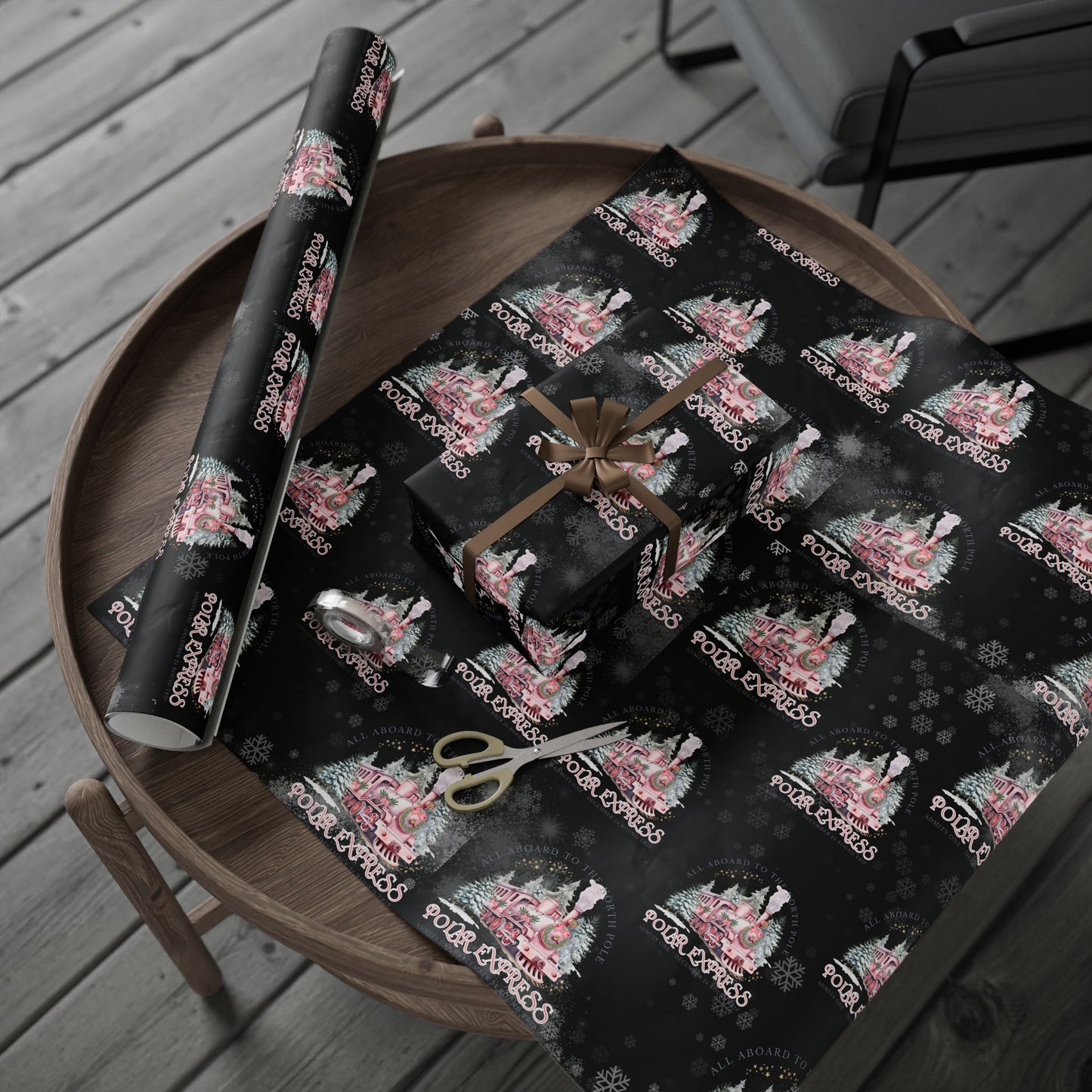 Polar Express (Black & Pink) Christmas Wrapping Paper