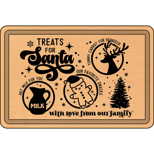 Treat For Santa, Personalized Christmas Cutting Board - Engraved Gifts for Holiday Baking, Santa Treats, Kitchen Decor, Family Gatherings