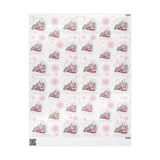 Pink Polar Express Christmas Wrapping Paper