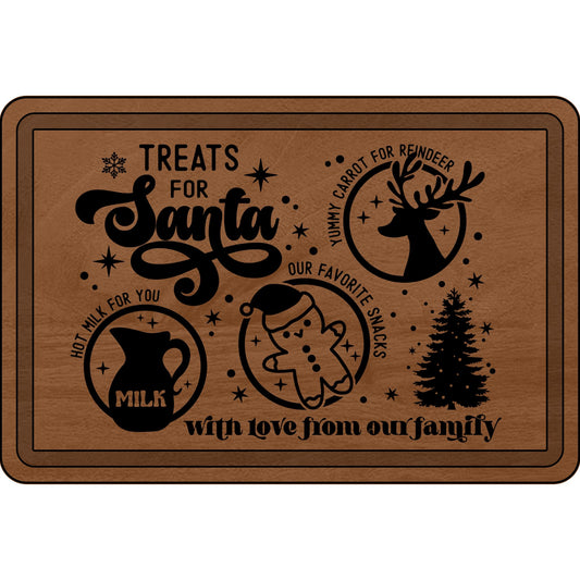 Treat For Santa, Personalized Christmas Cutting Board - Engraved Gifts for Holiday Baking, Santa Treats, Kitchen Decor, Family Gatherings