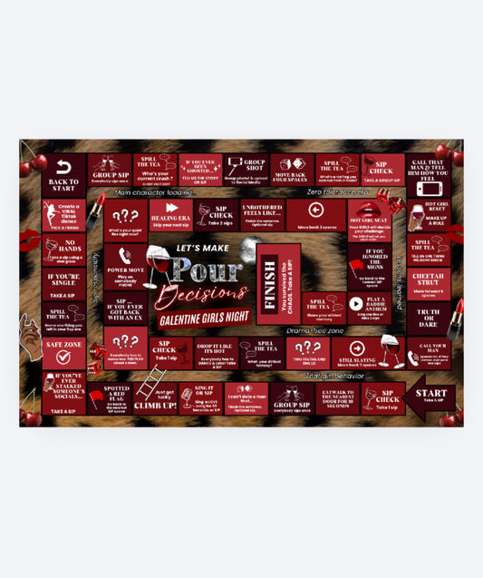Pour Decisions: Galentine (Red) Gameboard