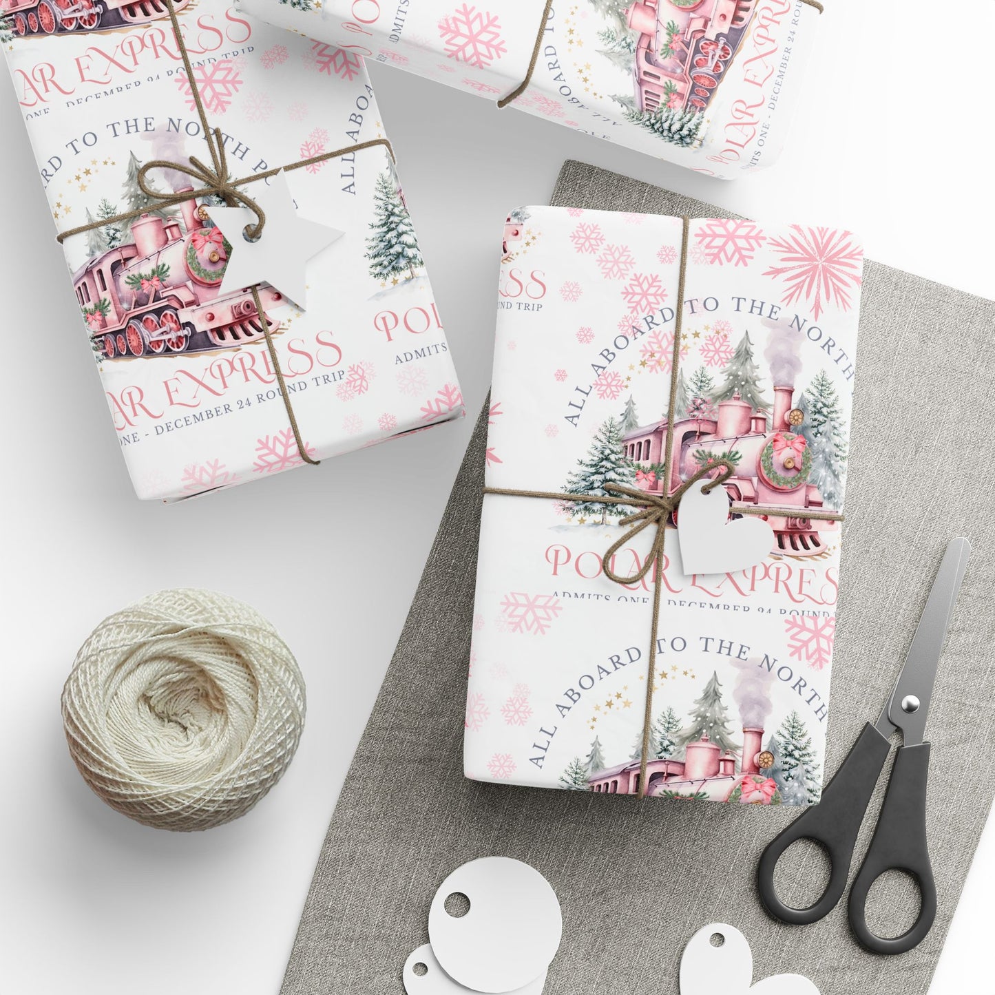 Pink Polar Express Christmas Wrapping Paper