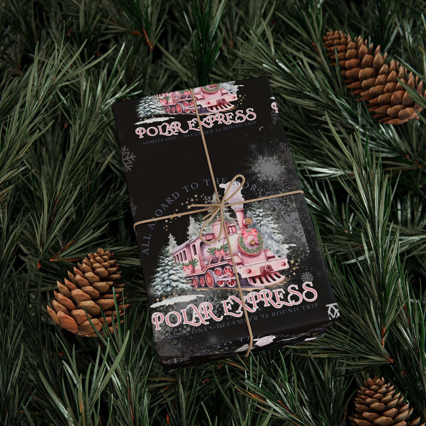 Polar Express (Black & Pink) Christmas Wrapping Paper