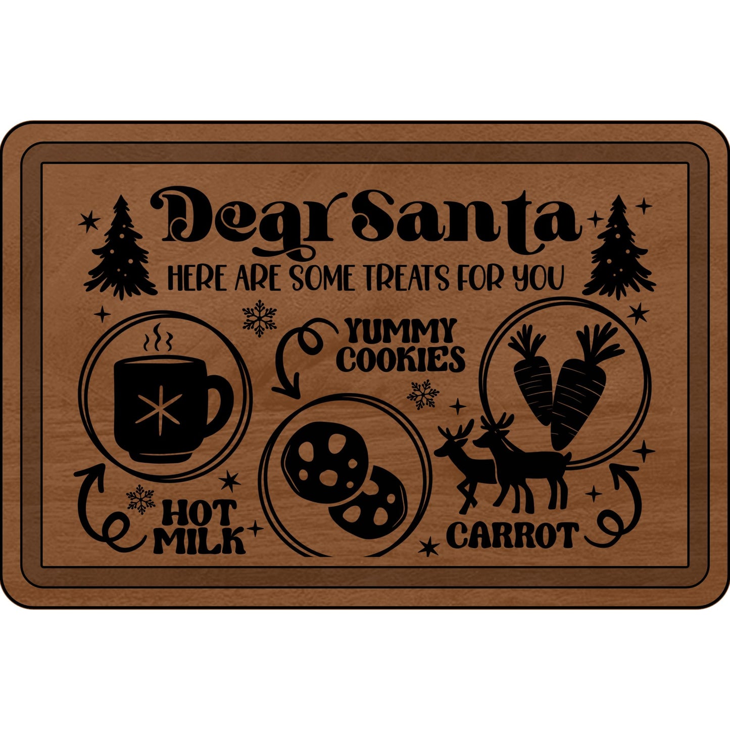Dear Santa, Personalized Wooden Cutting Board for Santa Treats, Holiday Gift, Kitchen Decor, Engraved Christmas Board