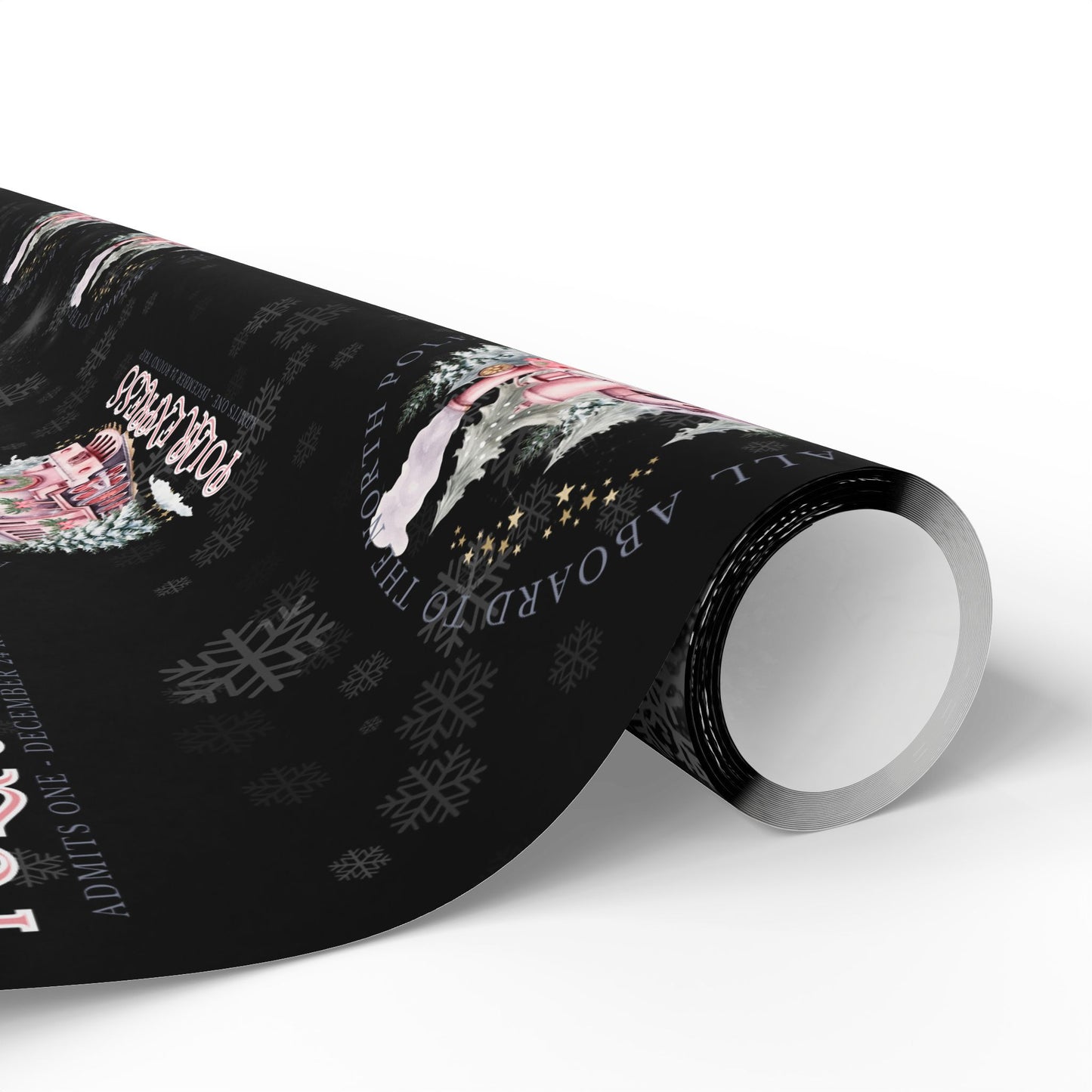 Polar Express (Black & Pink) Christmas Wrapping Paper