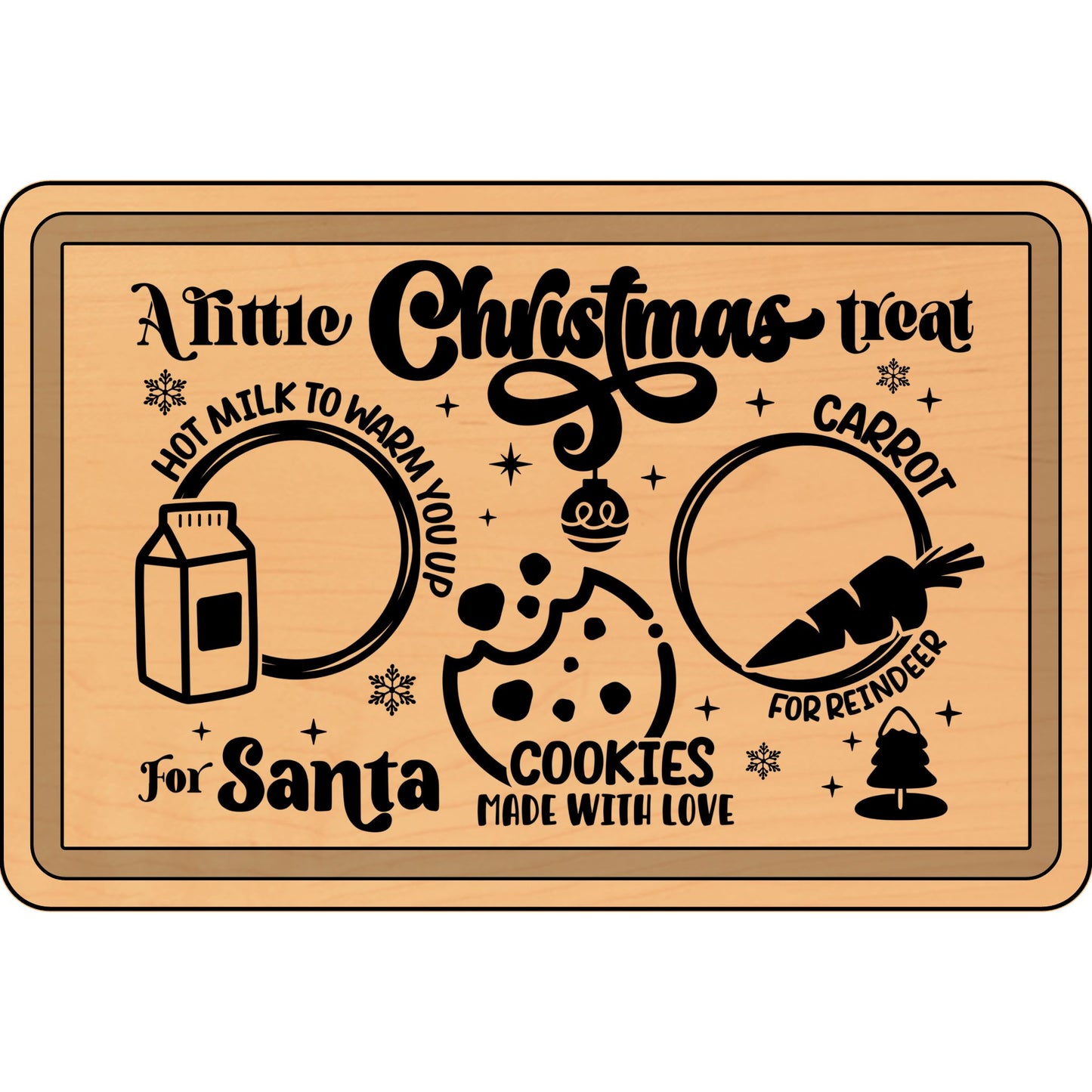 Santa Treat Board, Personalized Christmas Cutting Board, Holiday Kitchen Decor, Engraved Wood Board, Unique Gift for Christmas