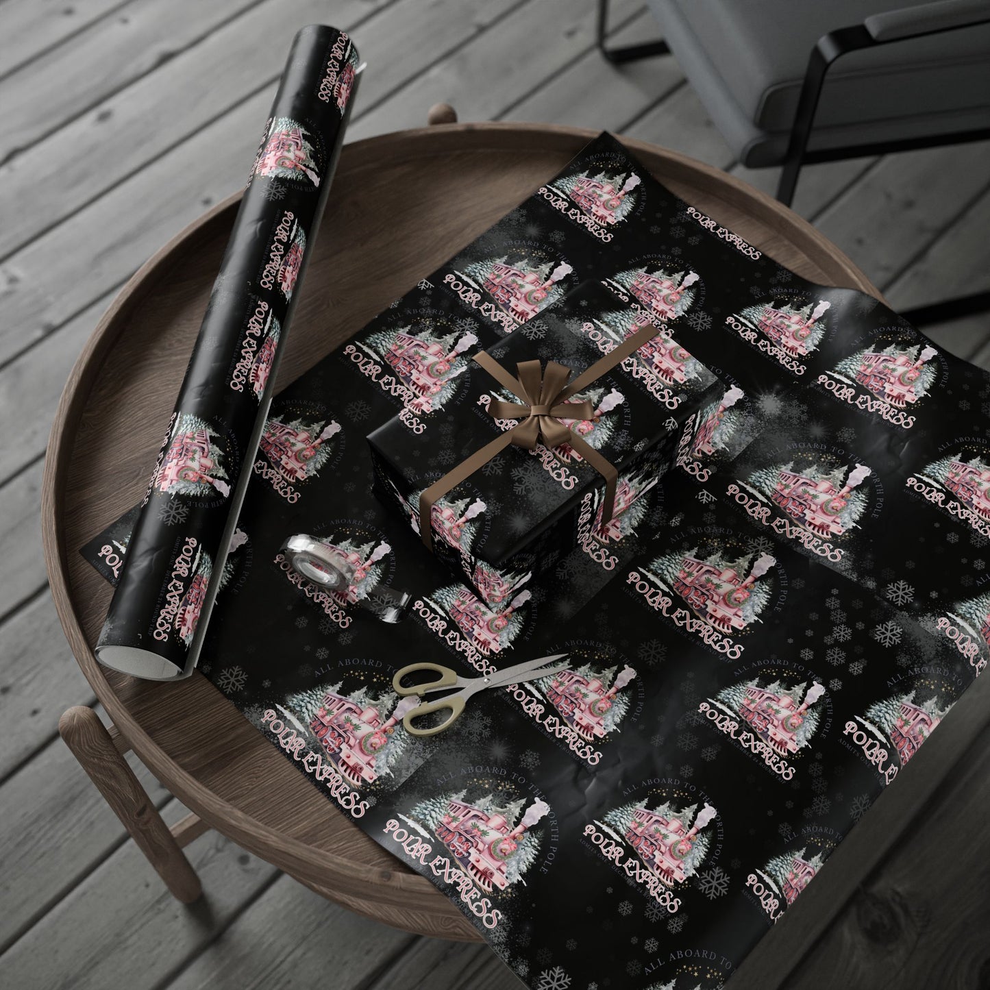 Polar Express (Black & Pink) Christmas Wrapping Paper