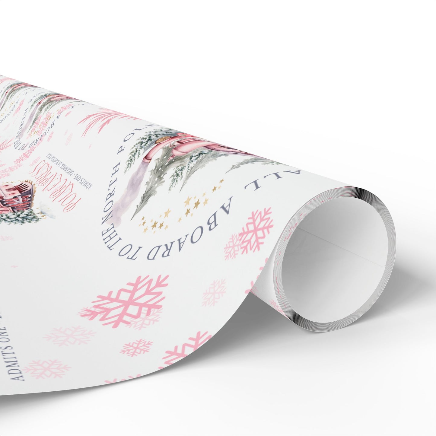 Pink Polar Express Christmas Wrapping Paper