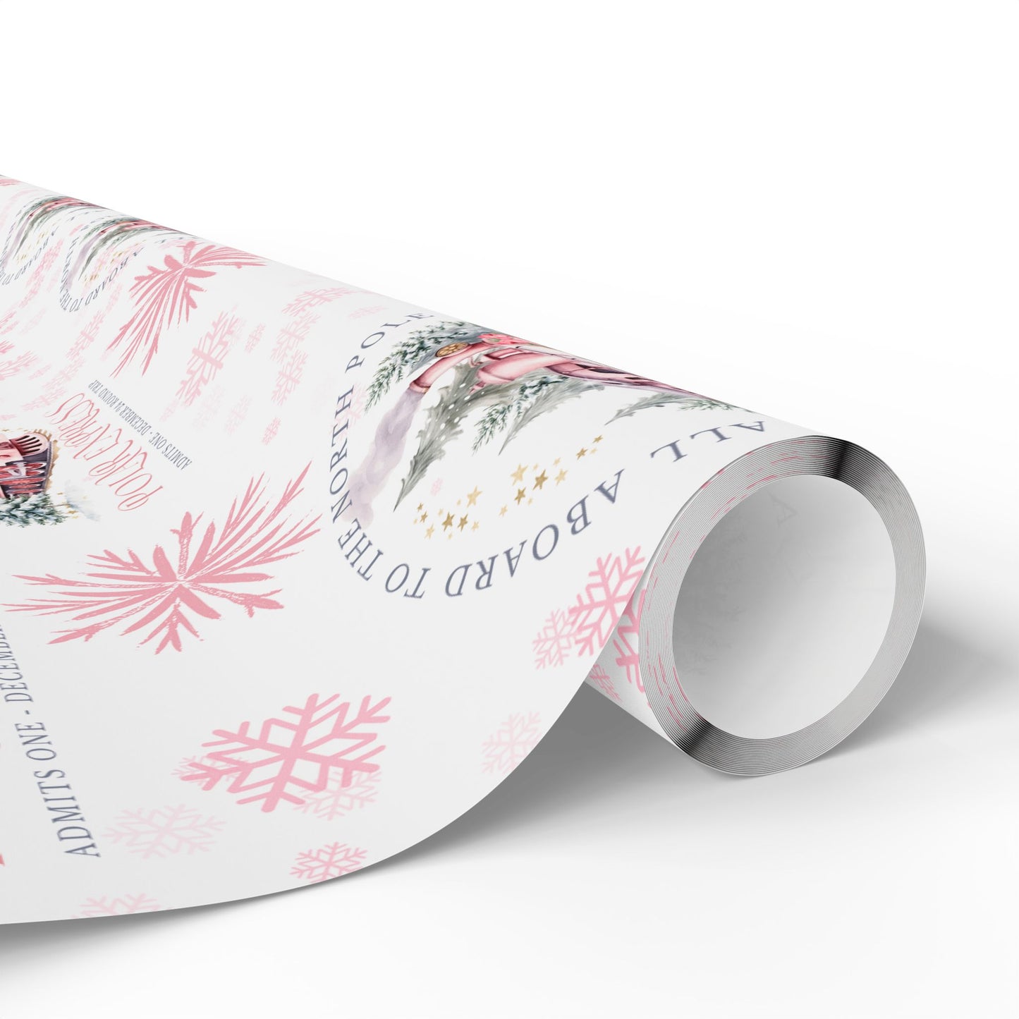 Pink Polar Express Christmas Wrapping Paper