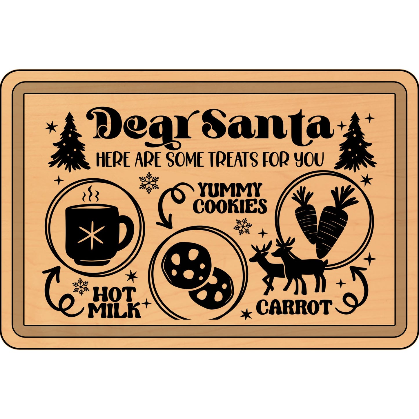Dear Santa, Personalized Wooden Cutting Board for Santa Treats, Holiday Gift, Kitchen Decor, Engraved Christmas Board