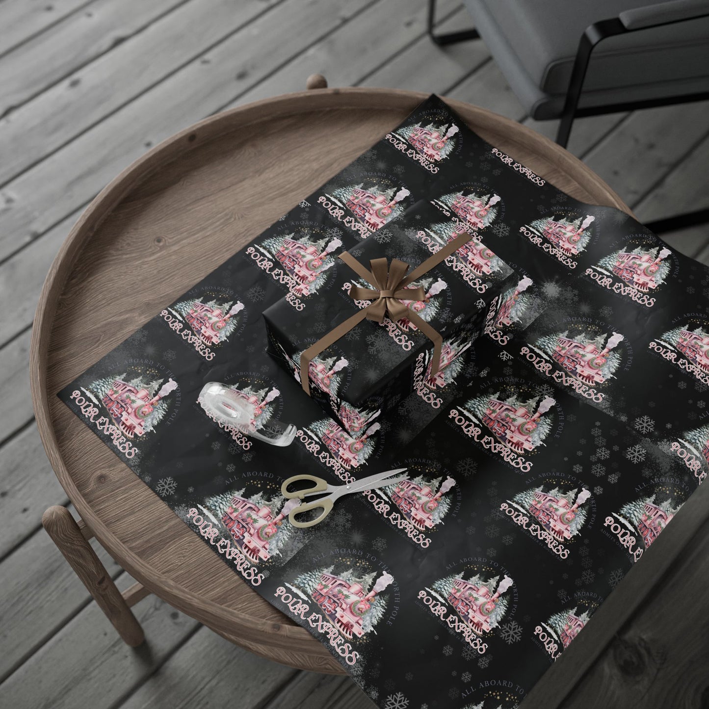 Polar Express (Black & Pink) Christmas Wrapping Paper