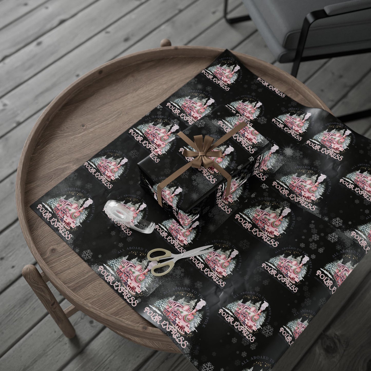 Polar Express (Black & Pink) Christmas Wrapping Paper