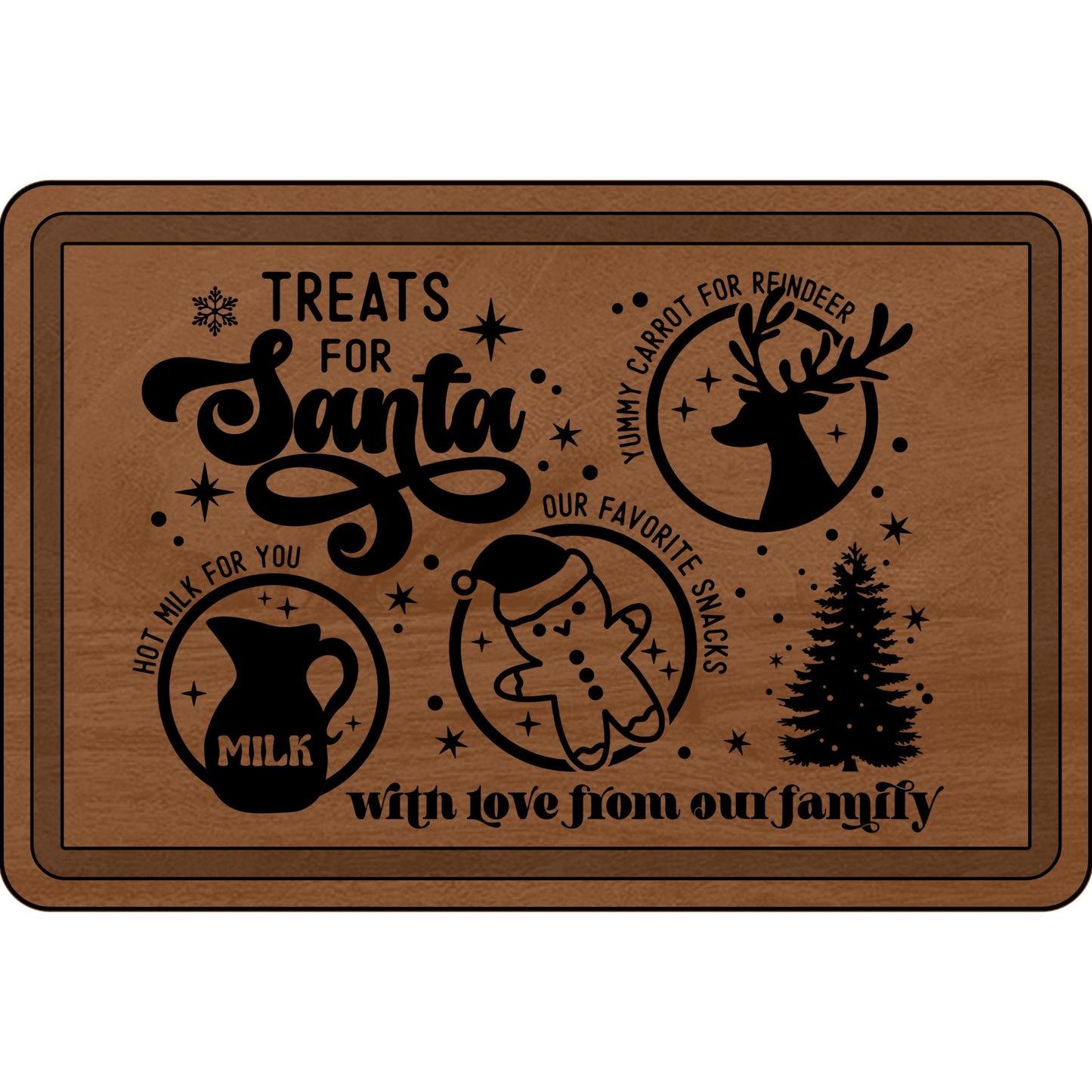 Treat For Santa, Personalized Christmas Cutting Board - Engraved Gifts for Holiday Baking, Santa Treats, Kitchen Decor, Family Gatherings