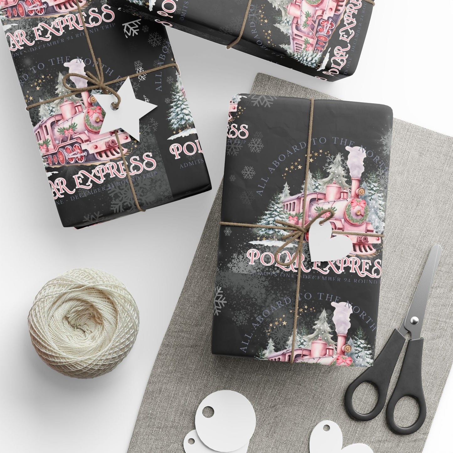 Polar Express (Black & Pink) Christmas Wrapping Paper