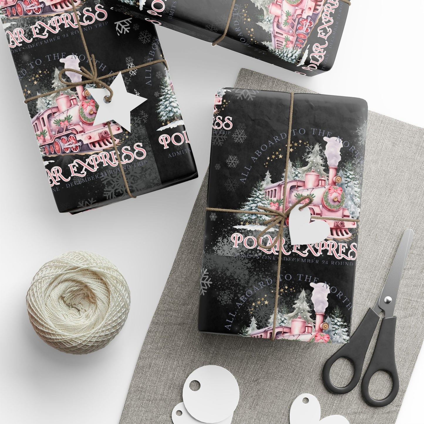 Polar Express (Black & Pink) Christmas Wrapping Paper