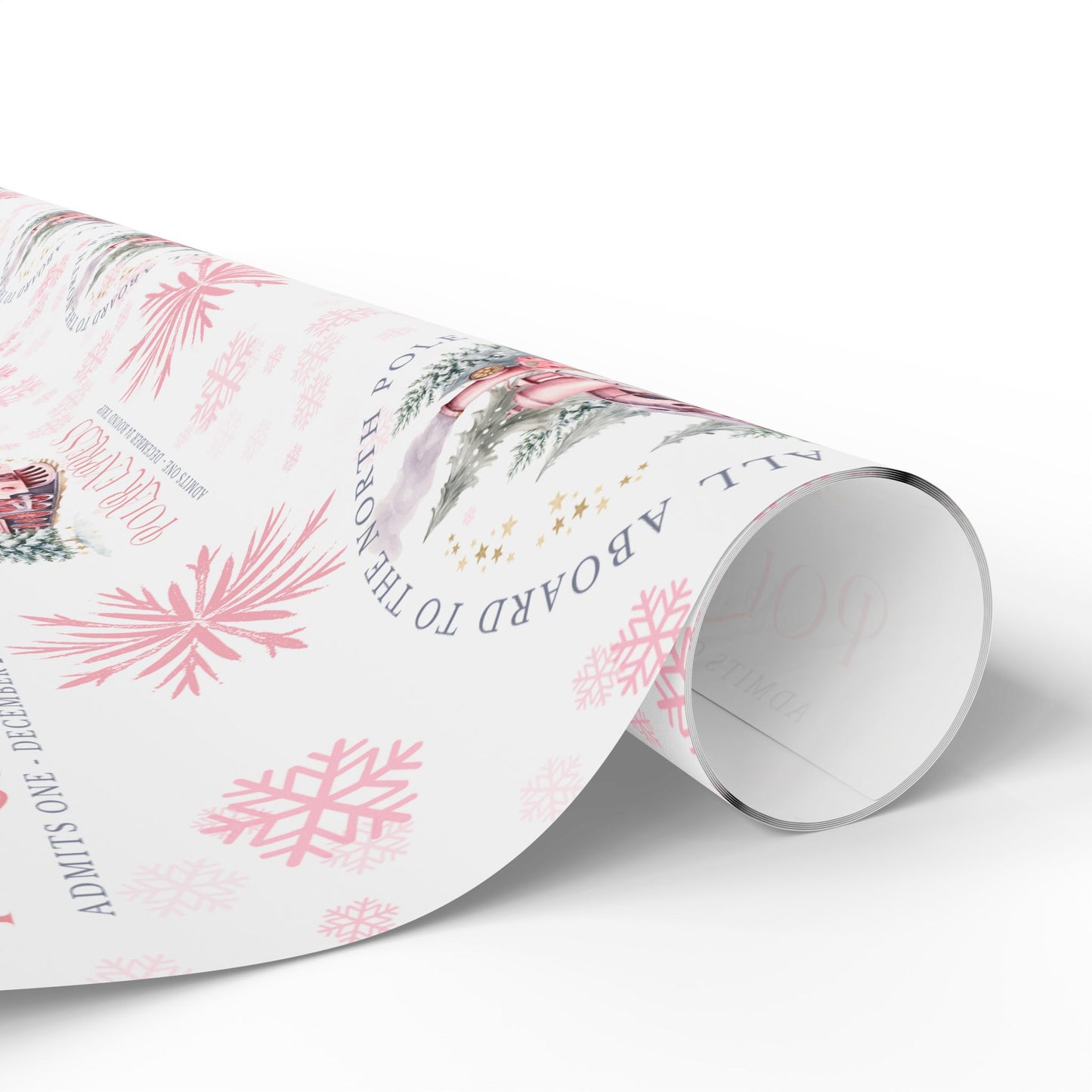 Pink Polar Express Christmas Wrapping Paper
