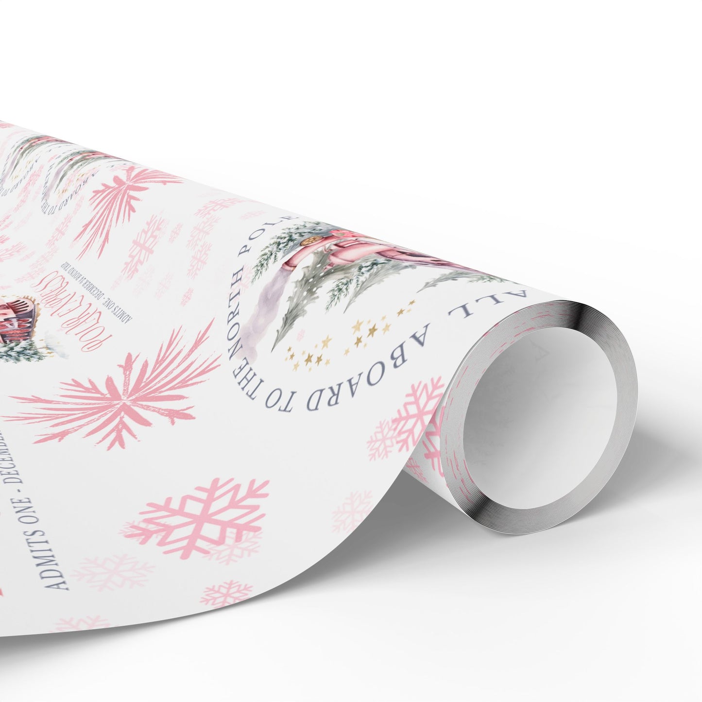 Pink Polar Express Christmas Wrapping Paper